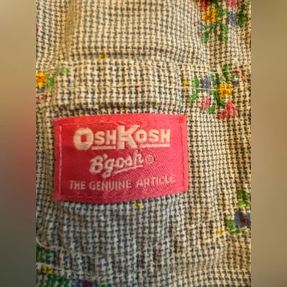 Oshkosh B'Gosh Floral Plaid BlueDress Overall 3T USA Vestbak‎ Jumper Gingham VTG